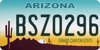 AZ license plate BSZ0296
