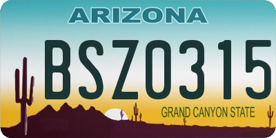 AZ license plate BSZ0315