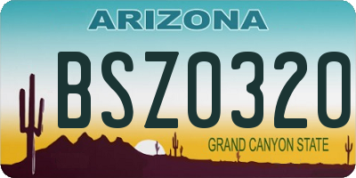 AZ license plate BSZ0320