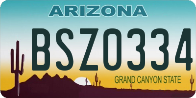 AZ license plate BSZ0334