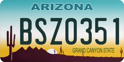 AZ license plate BSZ0351