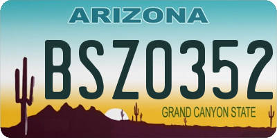 AZ license plate BSZ0352