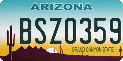 AZ license plate BSZ0359