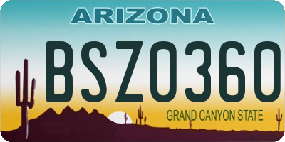 AZ license plate BSZ0360