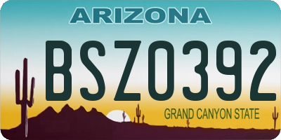 AZ license plate BSZ0392