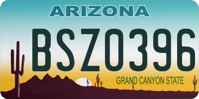 AZ license plate BSZ0396