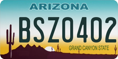 AZ license plate BSZ0402