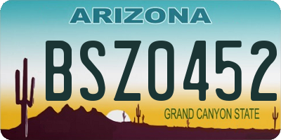 AZ license plate BSZ0452