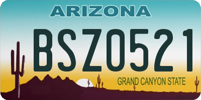 AZ license plate BSZ0521