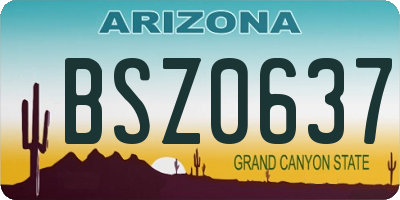 AZ license plate BSZ0637