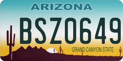 AZ license plate BSZ0649