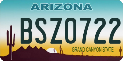 AZ license plate BSZ0722