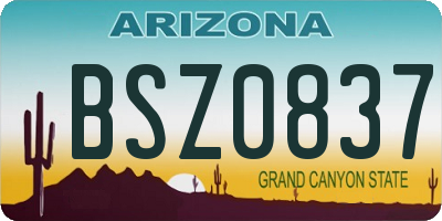 AZ license plate BSZ0837