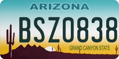 AZ license plate BSZ0838