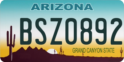 AZ license plate BSZ0892