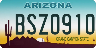 AZ license plate BSZ0910