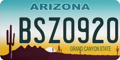 AZ license plate BSZ0920