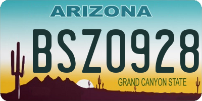 AZ license plate BSZ0928