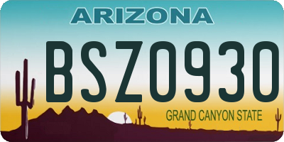 AZ license plate BSZ0930