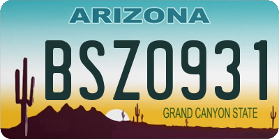 AZ license plate BSZ0931