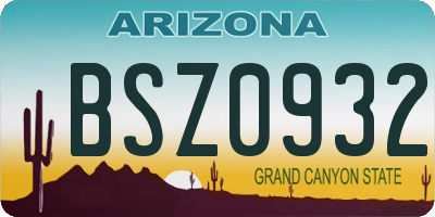 AZ license plate BSZ0932