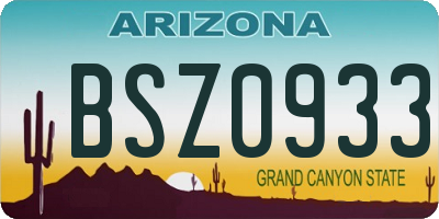 AZ license plate BSZ0933