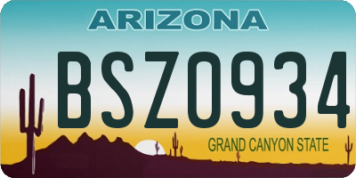 AZ license plate BSZ0934