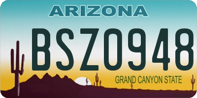 AZ license plate BSZ0948