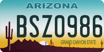 AZ license plate BSZ0986