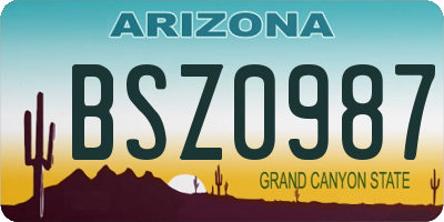 AZ license plate BSZ0987