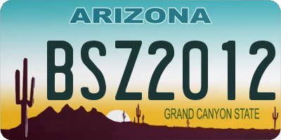 AZ license plate BSZ2012