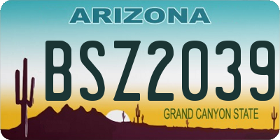 AZ license plate BSZ2039