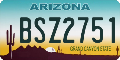 AZ license plate BSZ2751