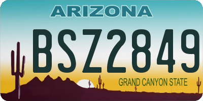 AZ license plate BSZ2849