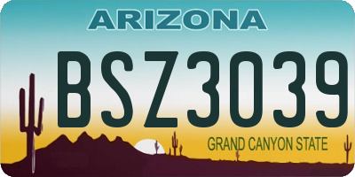 AZ license plate BSZ3039