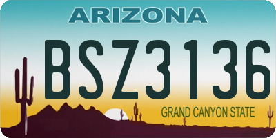 AZ license plate BSZ3136