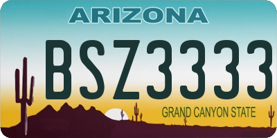 AZ license plate BSZ3333