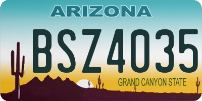 AZ license plate BSZ4035