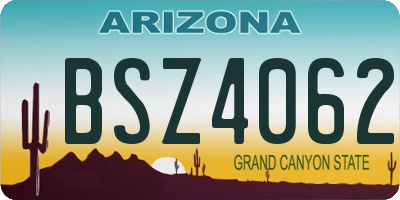 AZ license plate BSZ4062