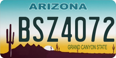 AZ license plate BSZ4072