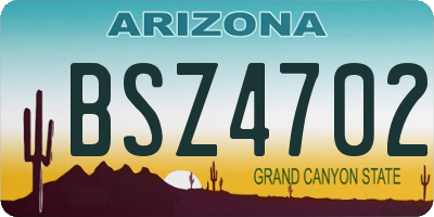 AZ license plate BSZ4702