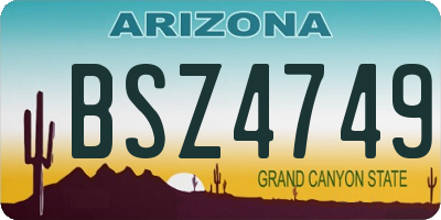 AZ license plate BSZ4749