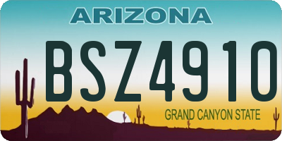 AZ license plate BSZ4910