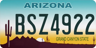 AZ license plate BSZ4922