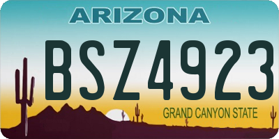 AZ license plate BSZ4923