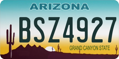 AZ license plate BSZ4927