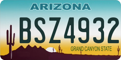 AZ license plate BSZ4932