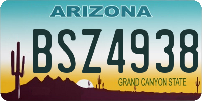 AZ license plate BSZ4938