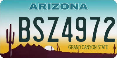 AZ license plate BSZ4972