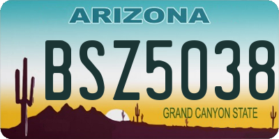 AZ license plate BSZ5038